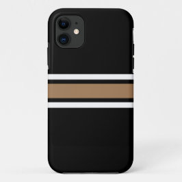 モカお洒落ホワイトセンターレースストライプズオンブラック iPhone 11 ケース