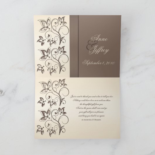 モカとアイボリーの写真サンキューカード サンキューカード (内部)