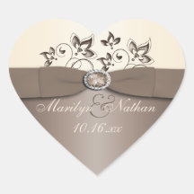 モカとアイボリーフローラ結婚式の引き出物シール