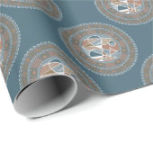 モカとティール(緑がかった色)抽象芸術アクセント水玉模様マンダラ ラッピングペーパー (ロールコーナー)
