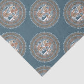 モカとティール(緑がかった色)抽象芸術アクセント水玉模様マンダラ 薄葉紙 (詳細)