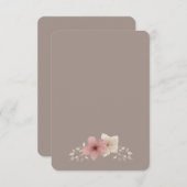 モカとピンクの花柄の感謝カード サンキューカード (正面/裏面)