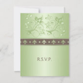 モカとミントの花柄返信カード 出欠カード (正面)