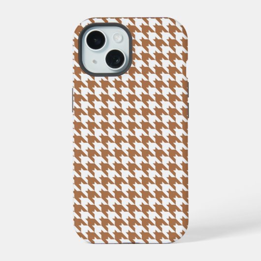 モカと白のシ千鳥格子のームレスパターン iPhone 15ケース (裏面)