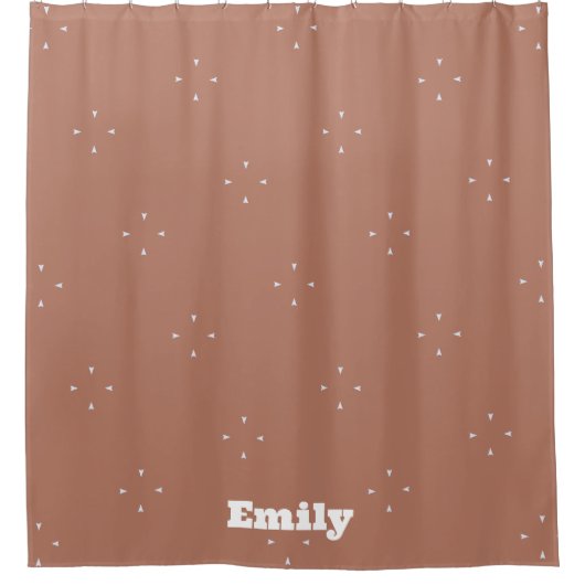 モカのムースの背景にモノグラムの白い矢印 | シャワーカーテン (正面)