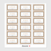 モカの茶色の長方形フレームの個別ラベル シール (シート)