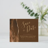 モカアゲートブラウンの結婚式Save the Date(結婚式招待状) (スタンド正面)