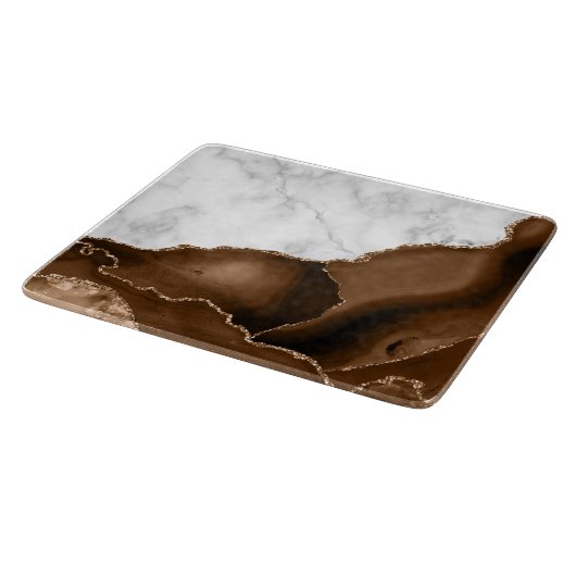 モカエレガントブラウンアゲート金ゴールドグリッター大理石 カッティングボード (角)