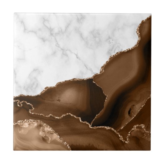 モカエレガントブラウンアゲート金ゴールドグリッター大理石 タイル (正面)