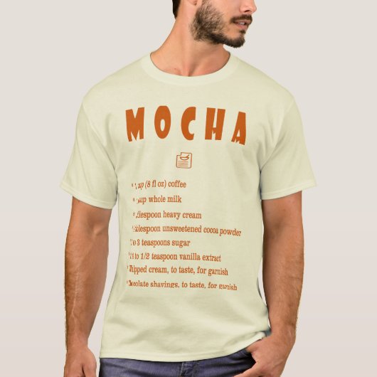 モカコーヒーレシピカフェミルクブルーイング Tシャツ (正面)