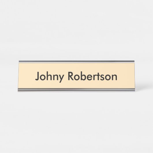 モカシンピーチイエロープレーンエレガントプロフェッショナル デスクネームプレート (正面)