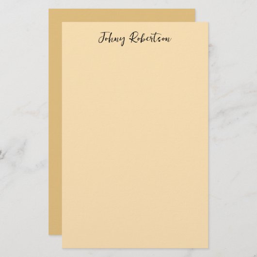 モカシンピーチイエロープレーンエレガントプロフェッショナル 便箋 (正面/裏面)