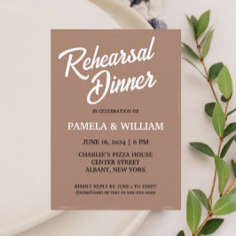 モカシンプルスタイルの結婚リハーサルディナー 招待状