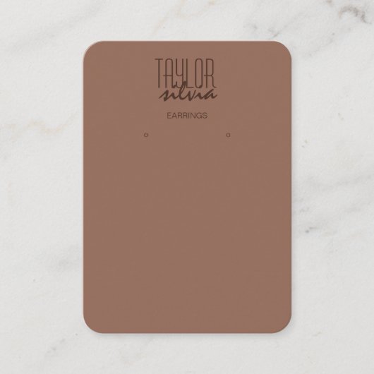 モカシンプルムースミニマルイヤリングディスプレイカード 名刺 (正面)