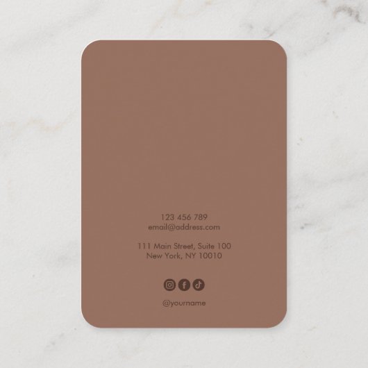 モカシンプルムースミニマルイヤリングディスプレイカード 名刺 (裏面)