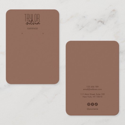 モカシンプルムースミニマルイヤリングディスプレイカード 名刺 (正面/裏面)