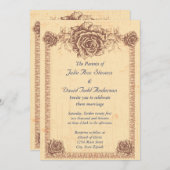モカシン ヴィンテージ ローズ ボーダー ウェディング 招待状 (正面/裏面)