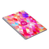 モカスタムノグラカラフルムピンク赤の三角形パターン ノートブック (右側)