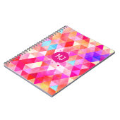 モカスタムノグラカラフルムピンク赤の三角形パターン ノートブック (左側)