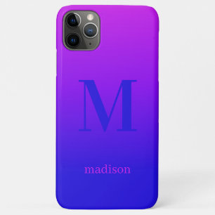 モカスタムノグラムと名前(Pink to Blue Gradient) iPhone 11 Pro Maxケース