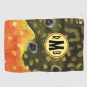 モカスタムノグラムブルックトラウト漁師ズ ゴルフタオル (横)