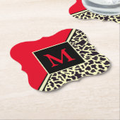 モカスタムノグラムレッドレオパードコースター ペーパーコースター (アングル)