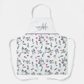 モカスタムノグラム、ベリー、緑の模様 エプロン (正面)