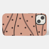 モカドットストライプ柄 iPhoneケース (裏面横)
