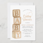 モカニュートラル ベビーブロック コテージ ベビーシャワー 招待状 (正面)