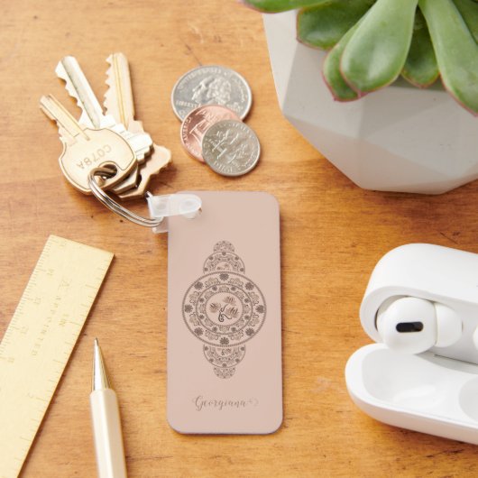 モカパーソナライズされたロココロータス観賞曼荼羅 キーホルダー (デスク)