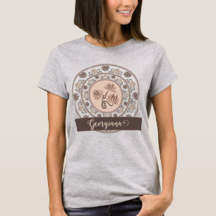 モカパーソナライズされたロココ再生ドットマンダラ Tシャツ