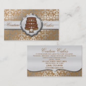 モカブラウンのケーキのオートクチュールの派手なダマスク織のケーキのベーカリー 名刺 (正面/裏面)
