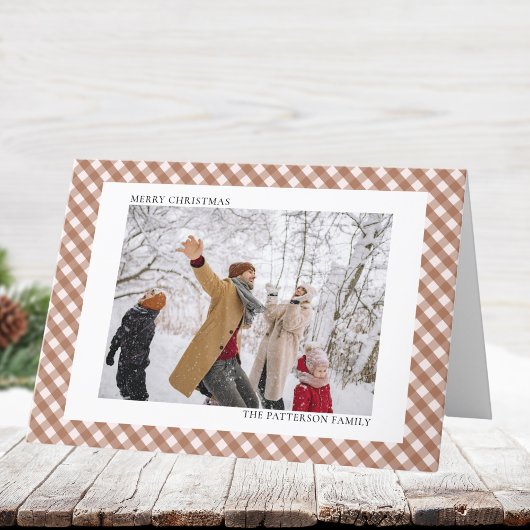 モカブラウンチェック柄横2枚写真 クリスマス