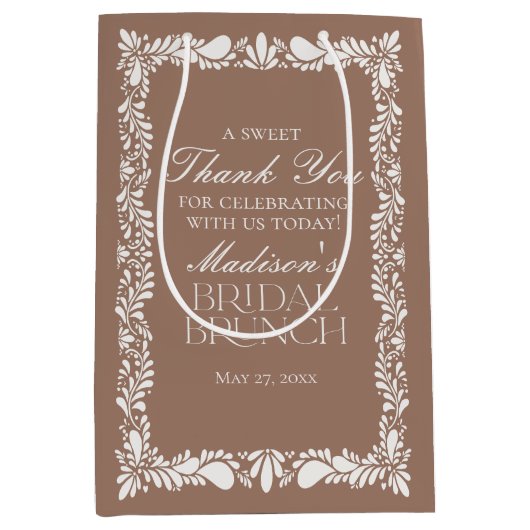 モカブラウン タラベラ フィエスタ ブライダル ブランチ お土産 ミディアムペーパーバッグ (正面)