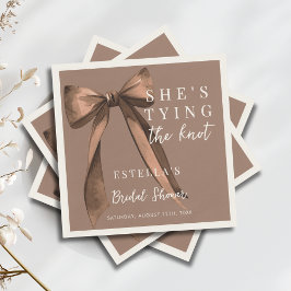 モカブラウン 彼女は結婚式のノットを結んでいる お辞儀 ブライダルシャワー スタンダードカクテルナプキン