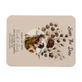 モカムッセベージュブラウンフローラ保存日 マグネット (横)