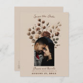 モカムッセベージュブラウンフローラ保存日 案内ポストカード (正面/裏面)