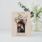 モカムッセベージュブラウンフローラ保存日 案内ポストカード (スタンド正面)