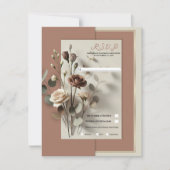モカムース モダン ボタニカル フラワー ウェディング RSVP 招待状 (正面)
