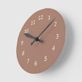 モカムース 単色 チョコレートブラウン ミニマリスト ラウンド壁時計 (傾斜)