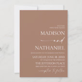 モカモダンエレガントムース結婚ブラウン 招待状 (正面)