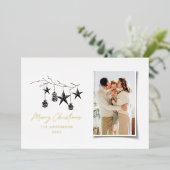 モカモダンスカンジエレガントスクリプトのクリスマス写真 箔シーズンカード (立ち正面)