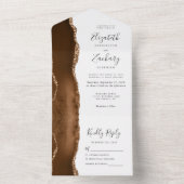 モカモダンブラウン金ゴールドアガ結婚ート オールインワン招待状 (内側)