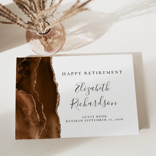 モカモダンブラウン金ゴールド瑪瑙スクリプト退職 ゲストブック