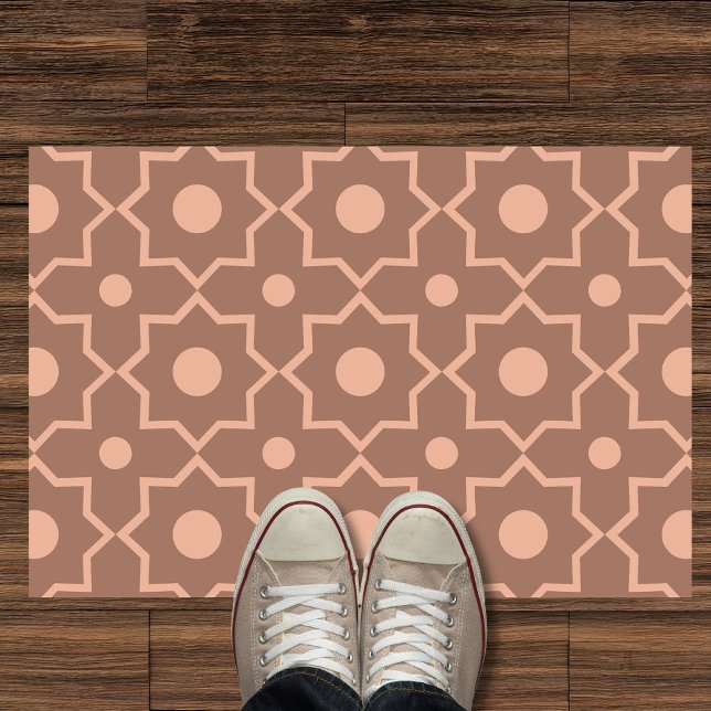 モカモダンムースほこりっぽいピンク幾何学形状 ドアマット (クリエイターアップロード済み)