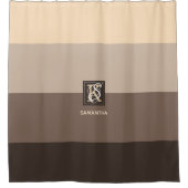 モカラテカラーパレットストライプモノグラム シャワーカーテン (正面)