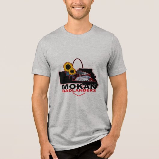 モカンバダランダーズメンズグレイ トライブレンドTシャツ (正面)