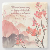 モカヴェローナサンセットマウンテンメドーバイブル聖句 ストーンコースター (正面)