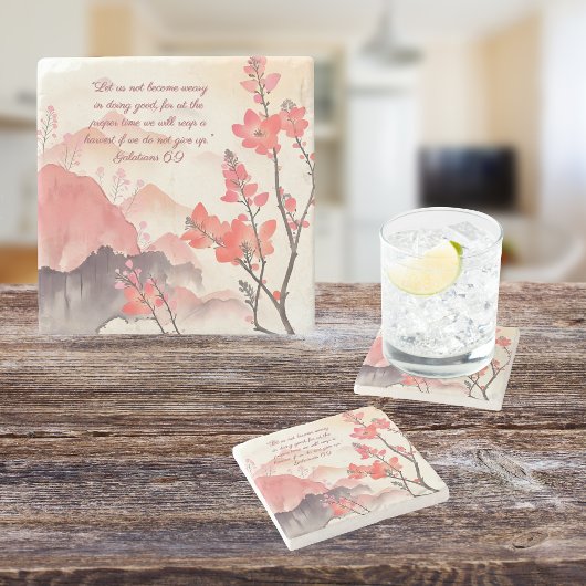 モカヴェローナサンセットマウンテンメドーバイブル聖句 ストーンコースター