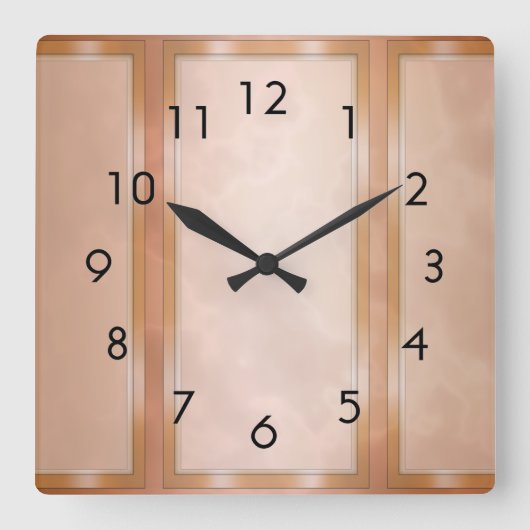 モカ大理石パネル スクエア壁時計 (正面)